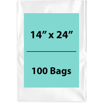 Clear Poly Bags 2 Mil Size: 14 inch (width) X 24 inch (Height) Pack of 100 Bags